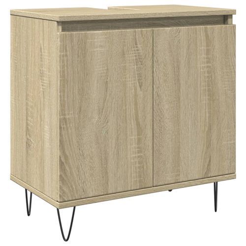 Armoire de bain chêne sonoma 58x33x60 cm bois d'ingénierie - Photo n°2; ?>