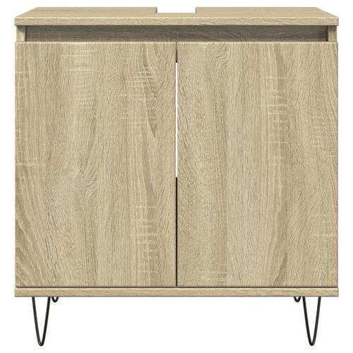 Armoire de bain chêne sonoma 58x33x60 cm bois d'ingénierie - Photo n°3; ?>