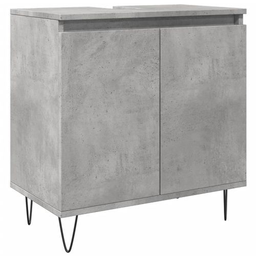 Armoire de bain gris béton 58x33x60 cm bois d'ingénierie - Photo n°2; ?>