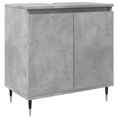 Armoire de bain gris béton 58x33x60 cm bois d'ingénierie - Photo n°2; ?>