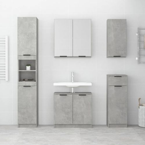 Armoire de bain Gris béton 64,5x33,5x59 cm Bois d'ingénierie - Photo n°3; ?>