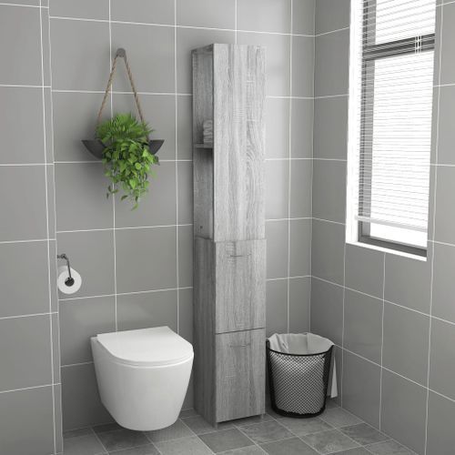 Armoire de bain sonoma gris 25x26,5x170 cm bois d'ingénierie - Photo n°3; ?>