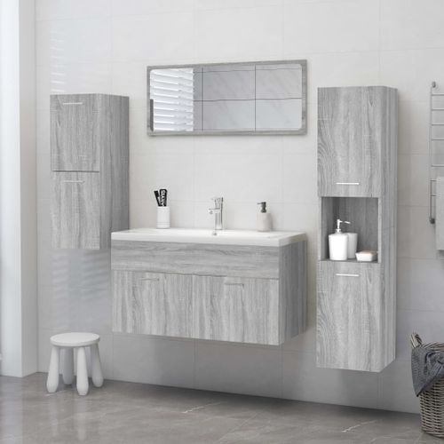 Armoire de bain Sonoma gris 30x30x130 cm Bois d'ingénierie - Photo n°3; ?>