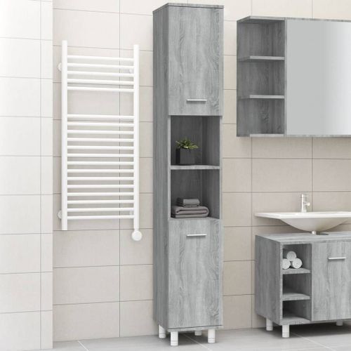 Armoire de bain Sonoma gris 30x30x179 cm Bois d'ingénierie - Photo n°2; ?>