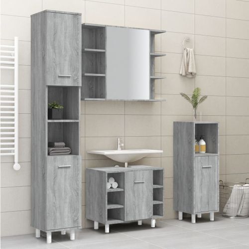 Armoire de bain Sonoma gris 30x30x179 cm Bois d'ingénierie - Photo n°3; ?>