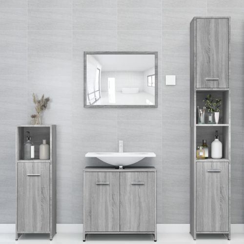 Armoire de bain Sonoma gris 30x30x183,5 cm Bois d'ingénierie - Photo n°2; ?>