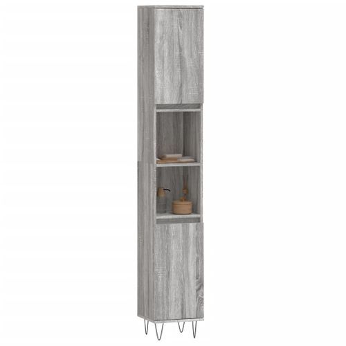 Armoire de bain sonoma gris 30x30x190 cm bois d'ingénierie - Photo n°3; ?>