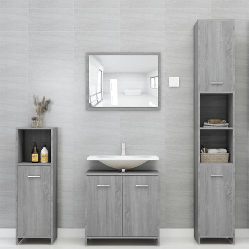 Armoire de bain Sonoma gris 30x30x95 cm Bois d'ingénierie - Photo n°3; ?>