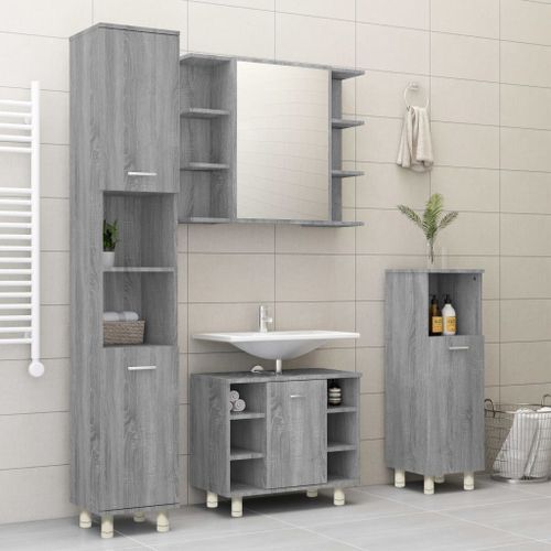 Armoire de bain Sonoma gris 30x30x95 cm Bois d'ingénierie - Photo n°3; ?>