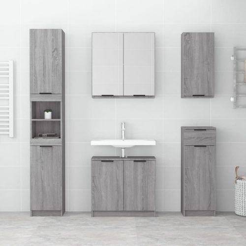 Armoire de bain Sonoma gris 32x34x188,5 cm Bois d'ingénierie - Photo n°3; ?>