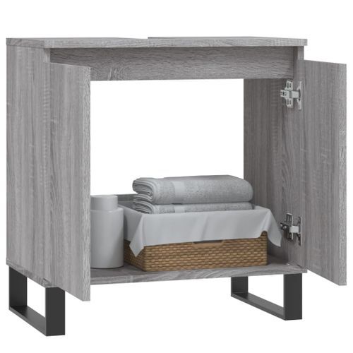 Armoire de bain sonoma gris 58x33x60 cm bois d'ingénierie - Photo n°3; ?>