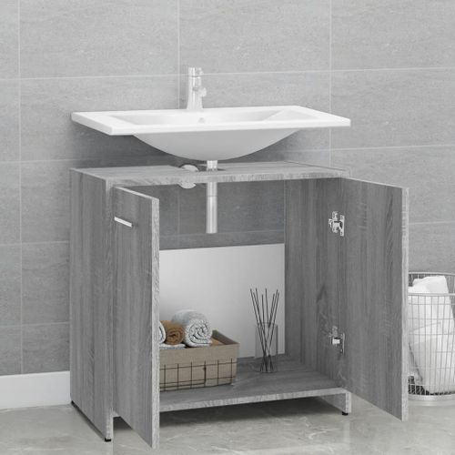 Armoire de bain Sonoma gris 60x33x60 cm Bois d'ingénierie - Photo n°3; ?>