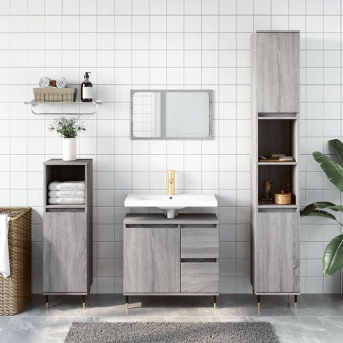 Armoire de bain sonoma gris 65x33x60 cm bois d'ingénierie - Photo n°2; ?>