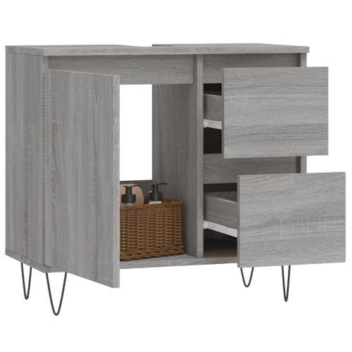 Armoire de bain sonoma gris 65x33x60 cm bois d'ingénierie - Photo n°3; ?>