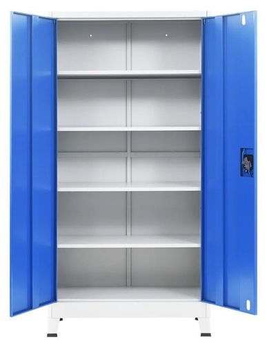 Armoire de bureau 2 portes 4 étagères métal gris et bleu Brook - Photo n°3; ?>