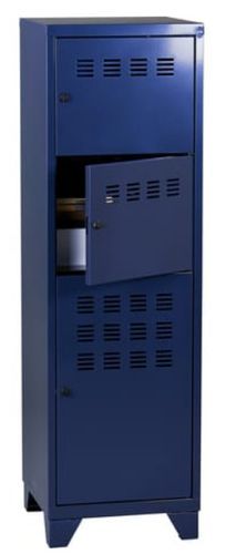 Armoire de bureau 3 portes métal bleu nuit nacré Pascal - Photo n°2; ?>
