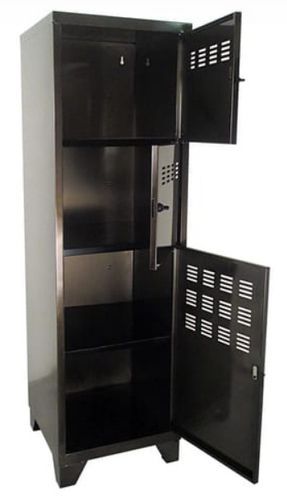 Armoire de bureau 3 portes métal noir vernis Pascal - Photo n°2; ?>