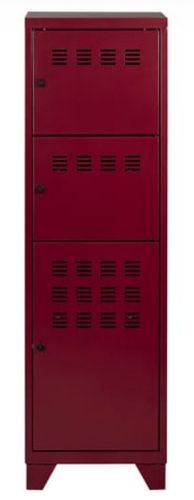 Armoire de bureau 3 portes métal rouge nacré Pascal - Photo n°3; ?>