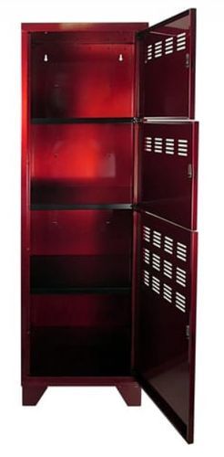 Armoire de bureau 3 portes métal rouge vernis Pascal - Photo n°2; ?>