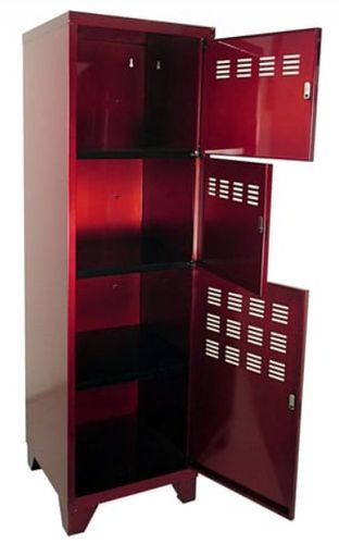 Armoire de bureau 3 portes métal rouge vernis Pascal - Photo n°3; ?>