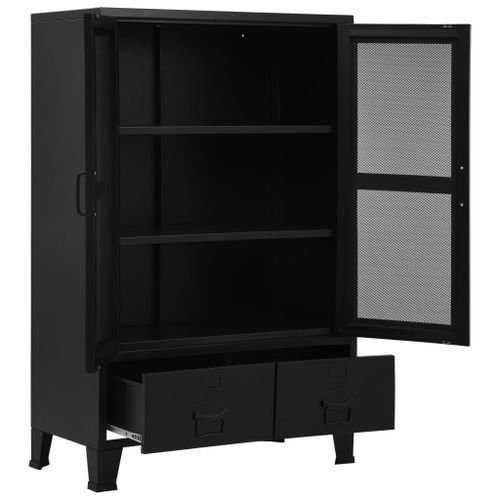 Armoire de bureau avec portes en maille Acier 75x40x120 cm Noir - Photo n°3; ?>