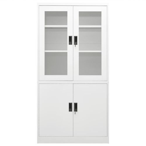 Armoire de bureau Blanc 90x40x180 cm Acier 4 - Photo n°2; ?>