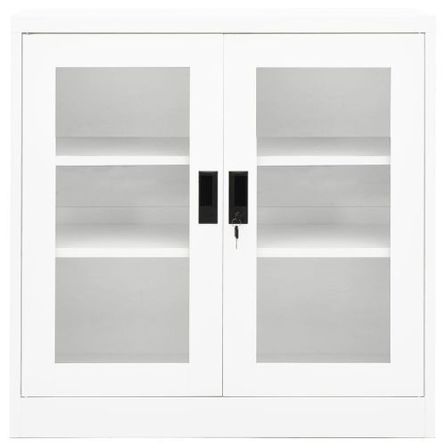 Armoire de bureau Blanc 90x40x90 cm Acier - Photo n°2; ?>