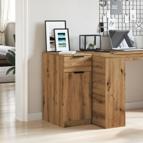 Armoire de bureau chêne artisanal 33x50x75 cm bois d'ingénierie - Photo n°3; ?>