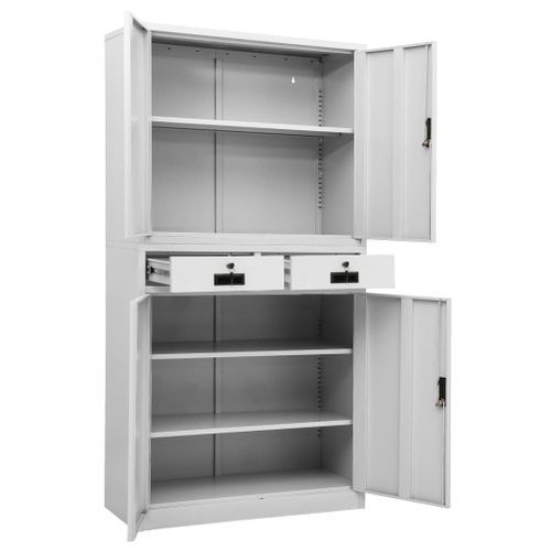 Armoire de bureau Gris clair 90x40x180 cm Acier - Photo n°2; ?>