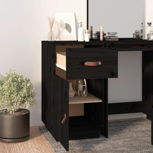 Armoire de bureau Noir 40x50x75 cm Bois massif de pin - Photo n°3; ?>