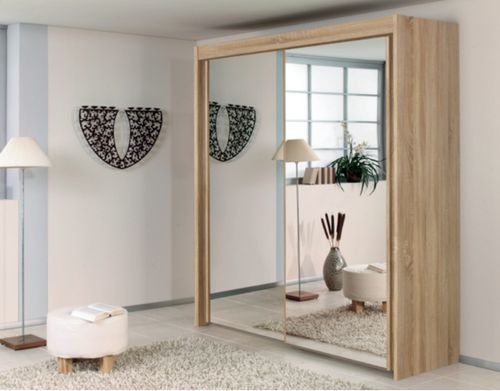 Armoire de chambre 2 portes coulissantes miroir et cadre chêne Sonoma Royal 181 cm - Photo n°2; ?>