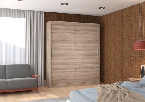 Armoire de chambre à coucher bois truffe 2 portes coulissantes Kelly 180 cm - Photo n°2; ?>