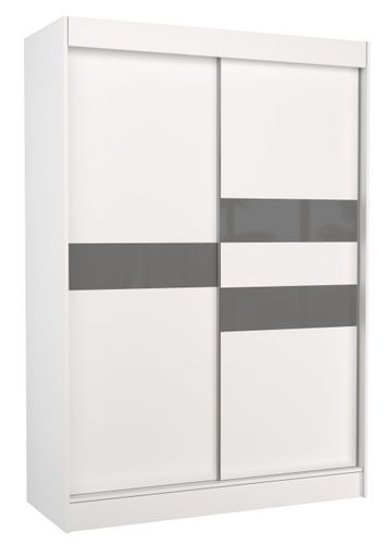 Armoire de chambre à portes coulissantes bois blanc mat et gris laqué Korza - 3 tailles - Photo n°2; ?>
