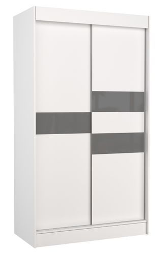 Armoire de chambre à portes coulissantes bois blanc mat et gris laqué Korza - 3 tailles - Photo n°3; ?>