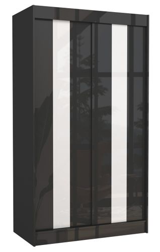 Armoire de chambre à portes coulissantes bois noir mat et blanc laqué Karola - 3 tailles - Photo n°3; ?>