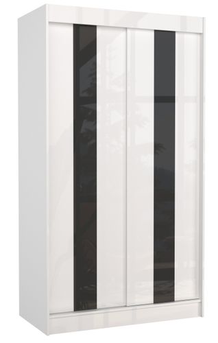 Armoire de chambre à portes coulissantes bois blanc mat et noir laqué Karola - 3 tailles - Photo n°3; ?>