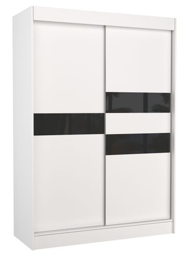 Armoire de chambre à portes coulissantes bois blanc mat et noir laqué Korza - 3 tailles - Photo n°2; ?>