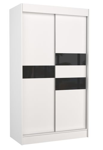 Armoire de chambre à portes coulissantes bois blanc mat et noir laqué Korza - 3 tailles - Photo n°3; ?>