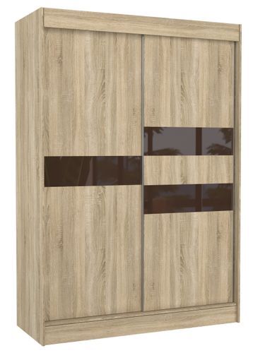Armoire de chambre à portes coulissantes bois clair mat et marron laqué Korza - 3 tailles - Photo n°2; ?>