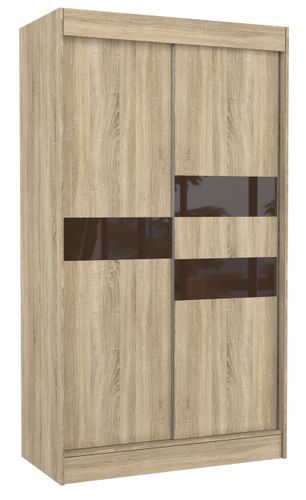 Armoire de chambre à portes coulissantes bois clair mat et marron laqué Korza - 3 tailles - Photo n°3; ?>