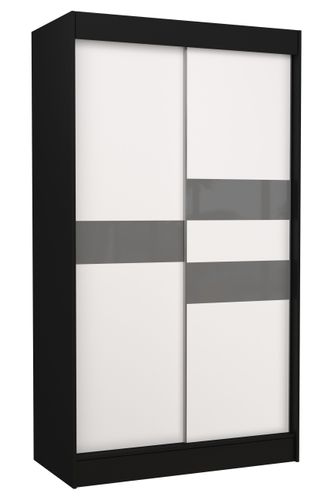 Armoire de chambre noir à portes coulissantes bois blanc mat et gris laqué Korza - 3 tailles - Photo n°3; ?>