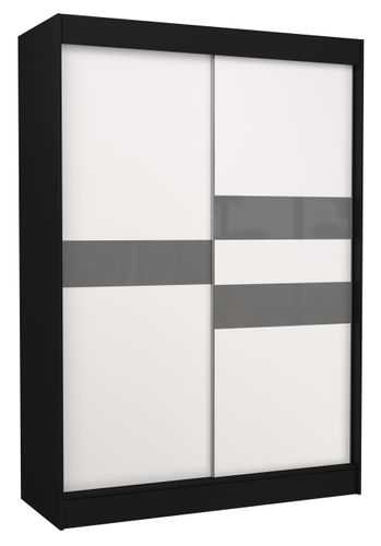 Armoire de chambre noir à portes coulissantes bois blanc mat et gris laqué Korza - 3 tailles - Photo n°2; ?>