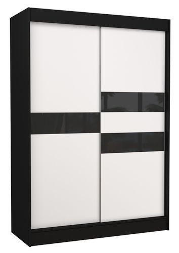 Armoire de chambre noir à portes coulissantes bois blanc mat et noir laqué Korza - 3 tailles - Photo n°2; ?>