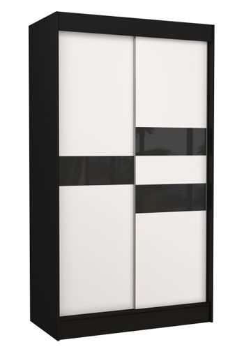 Armoire de chambre noir à portes coulissantes bois blanc mat et noir laqué Korza - 3 tailles - Photo n°3; ?>