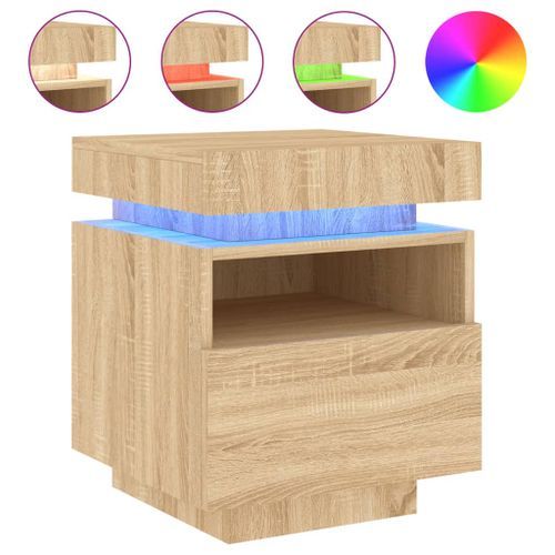 Armoire de chevet avec lumières LED chêne sonoma 40x39x48,5 cm - Photo n°2; ?>