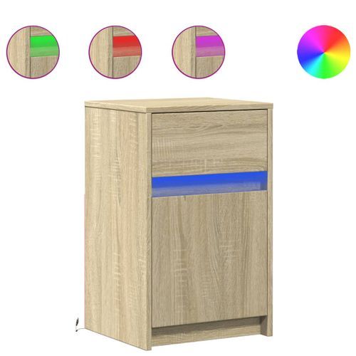 Armoire de chevet avec lumières LED chêne sonoma - Photo n°2; ?>