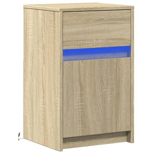 Armoire de chevet avec lumières LED chêne sonoma - Photo n°3; ?>