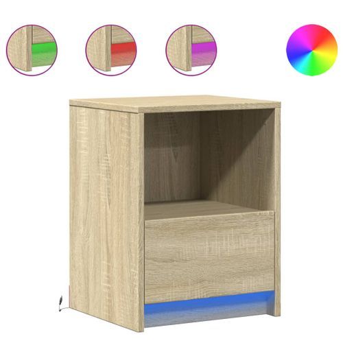 Armoire de chevet avec lumières LED chêne sonoma - Photo n°2; ?>