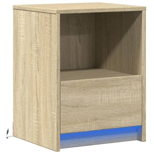 Armoire de chevet avec lumières LED chêne sonoma - Photo n°3; ?>