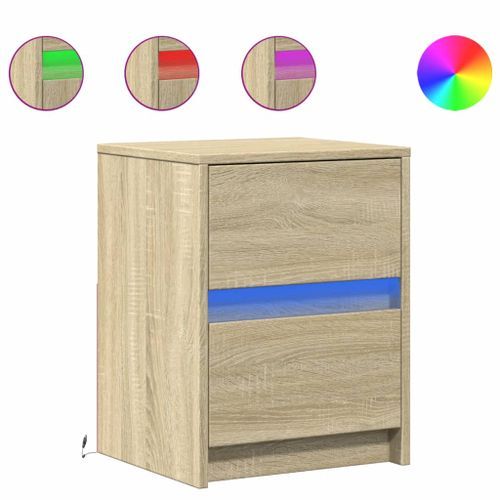 Armoire de chevet avec lumières LED chêne sonoma - Photo n°2; ?>